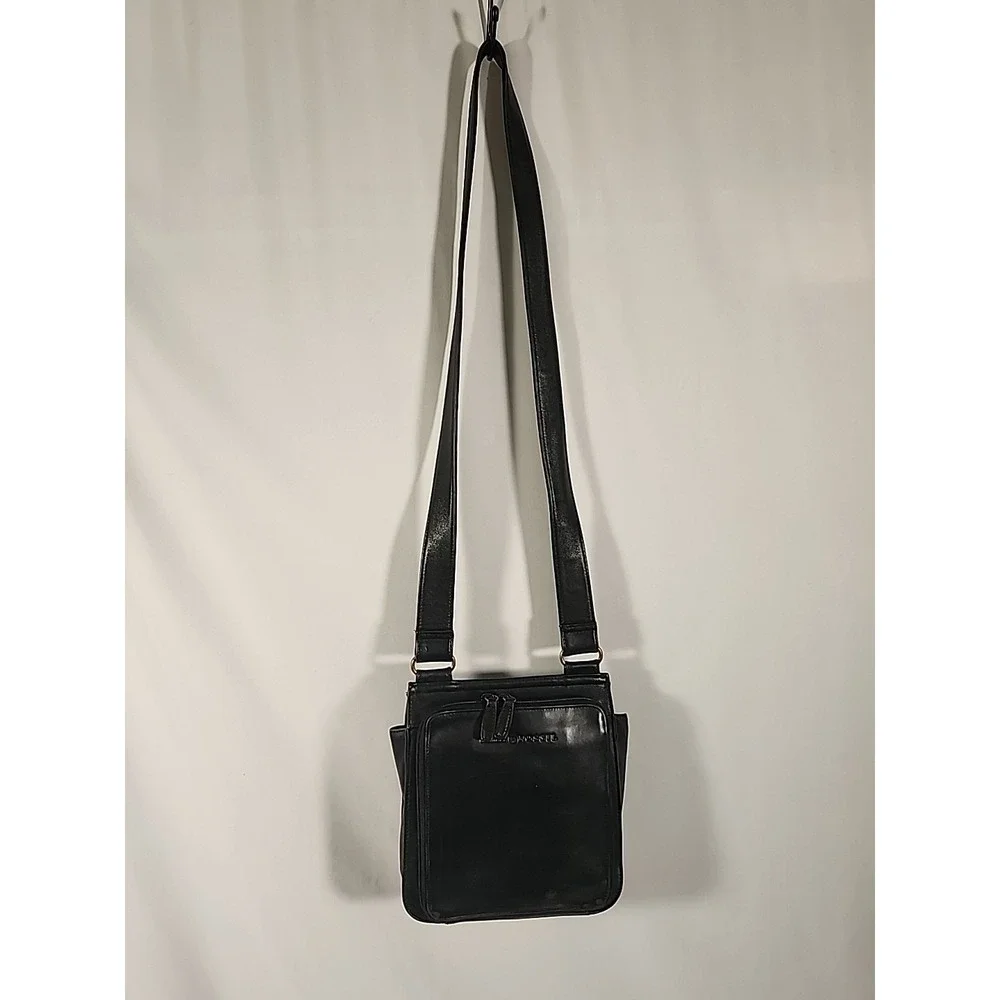 Fossil Black Leather Crossbody Bag Messenger Multi Pocket Purse Travel Organizer